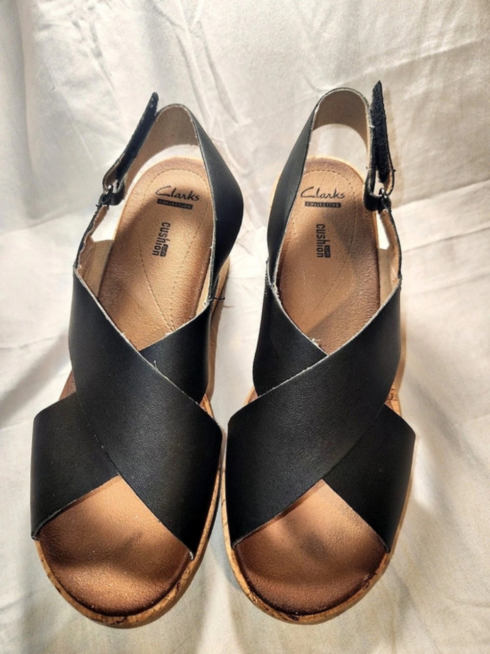 Clarks Diaz Cross Wedge Sandal Black & Brown US 9.5